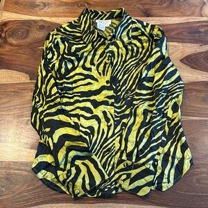 Vintage Tess Animal Print Silk Blouse - Size L